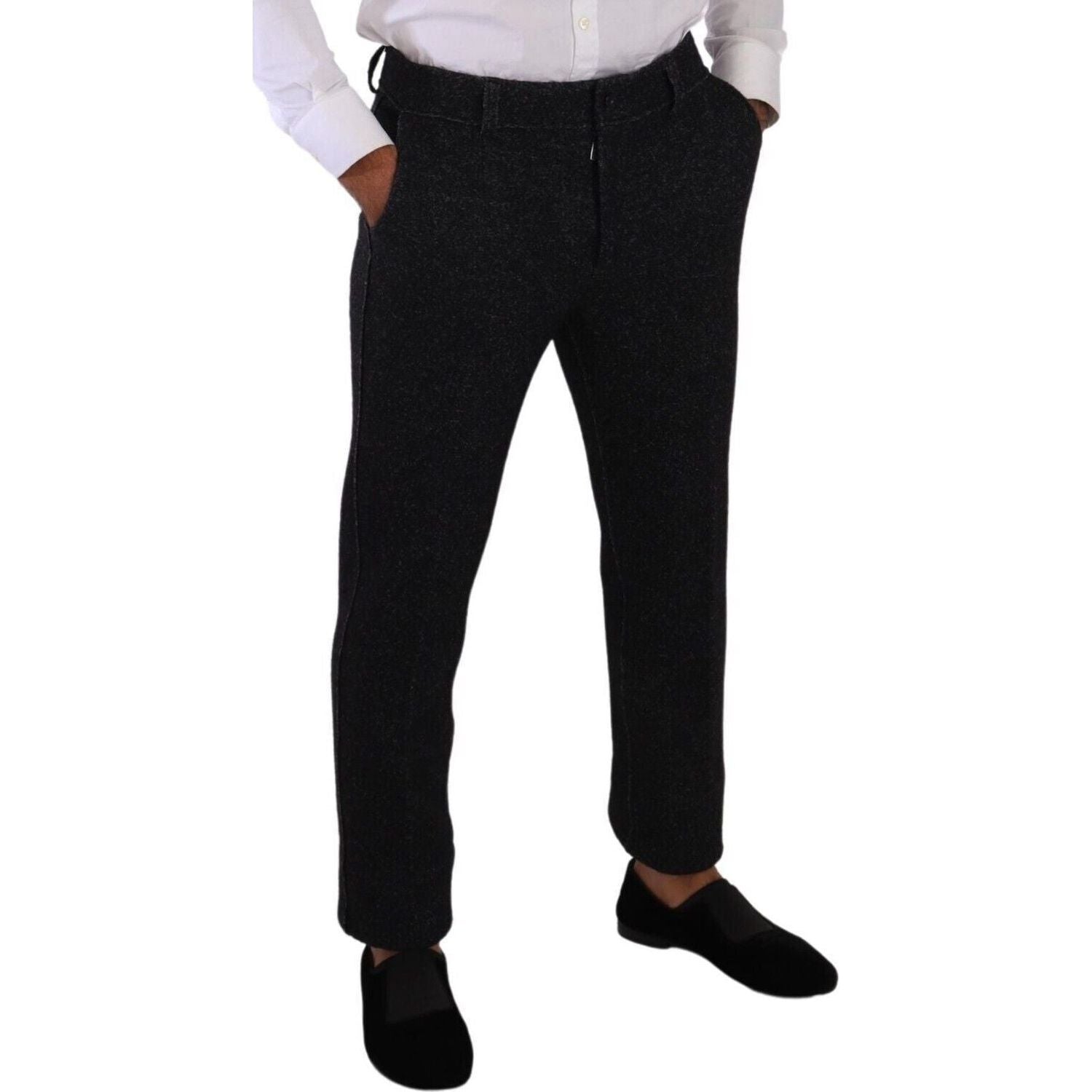 Dolce & Gabbana | Black Wool Men Formal Trouser Dress Pants  | McRichard Designer Brands
