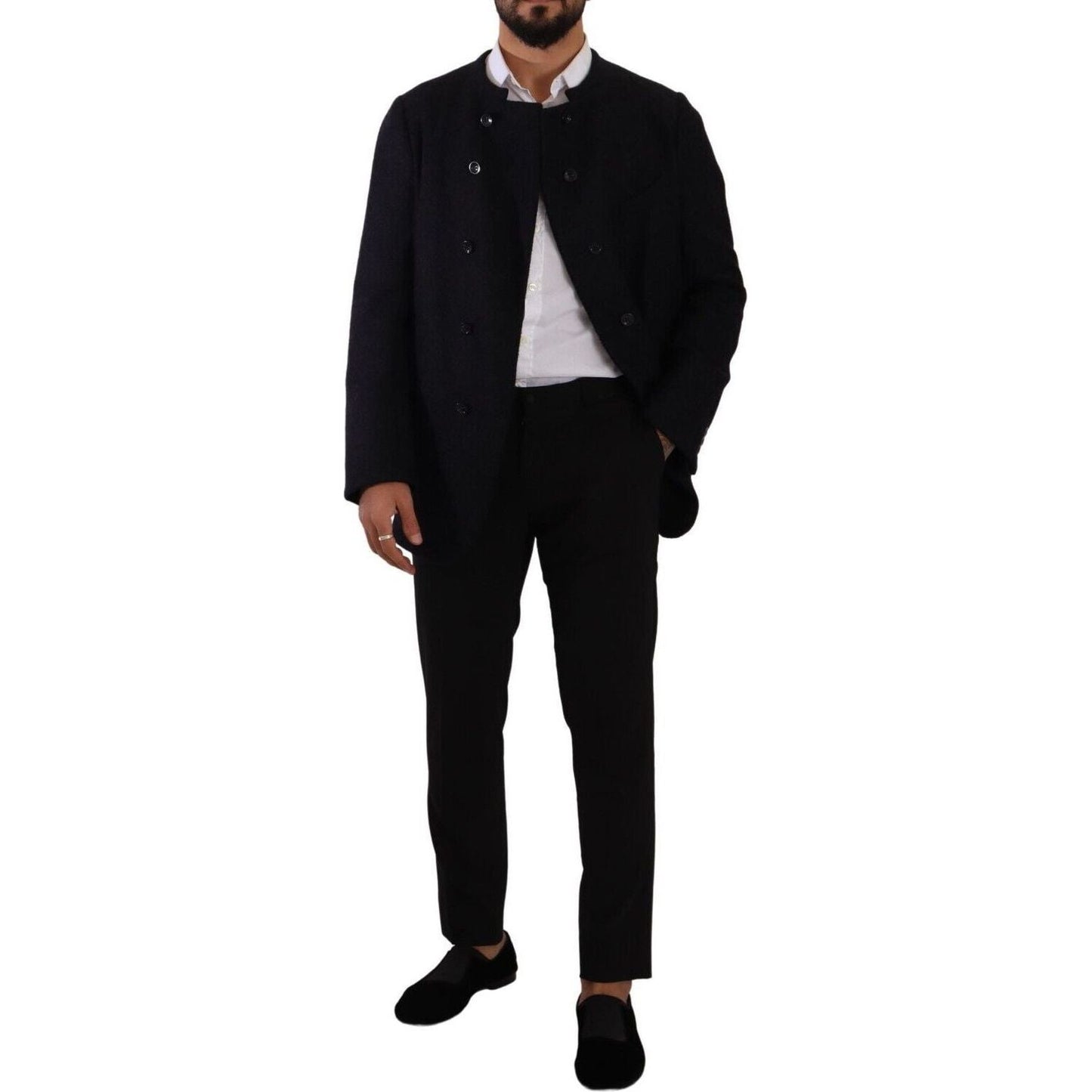 Dolce & Gabbana | Gray Alpaca Button Down Men Coat Jacket  | McRichard Designer Brands