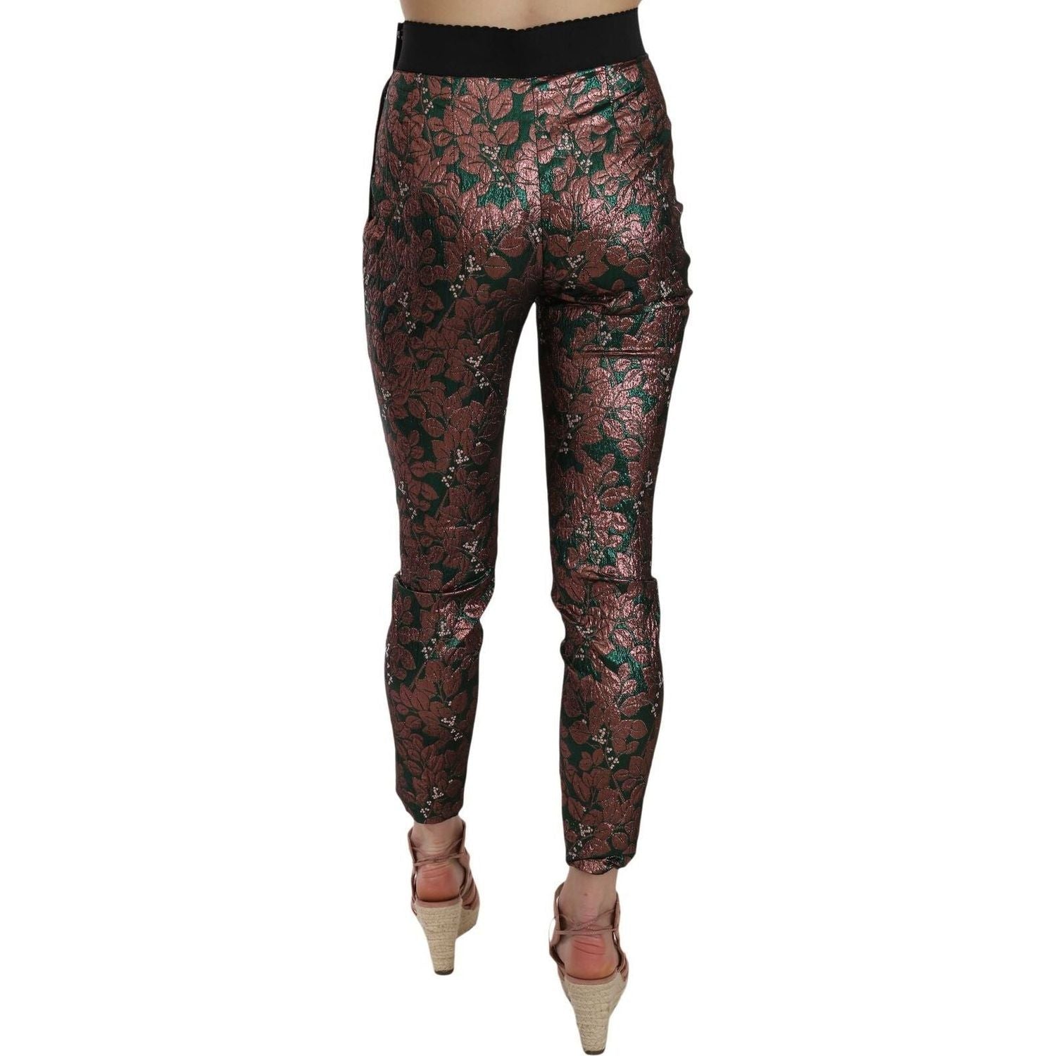 Dolce & Gabbana | Multicolor Iridescent Brocade Jacquard Trousers Crop Pants  | McRichard Designer Brands