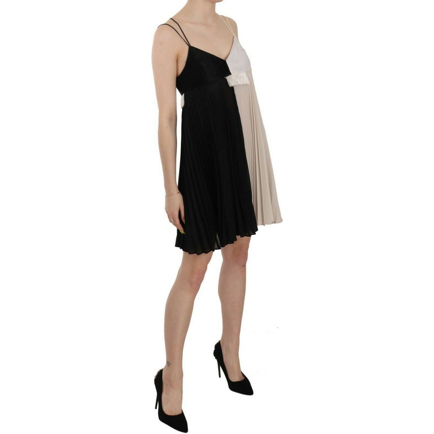PINKO | Black and White Mini Sleeve less A-line Princess Dress WOMAN DRESSES | McRichard Designer Brands