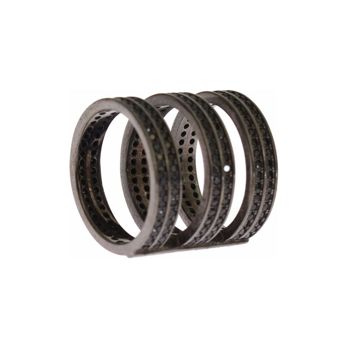 Nialaya | Black CZ Rhodium 925 Silver Ring Ring | McRichard Designer Brands