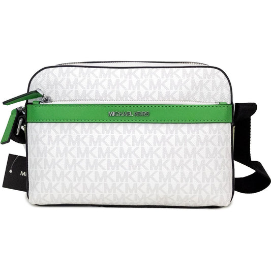 Michael Kors | Cooper Small Bright White Palm Signature PVC Utility Crossbody Bag - McRichard Designer Brands